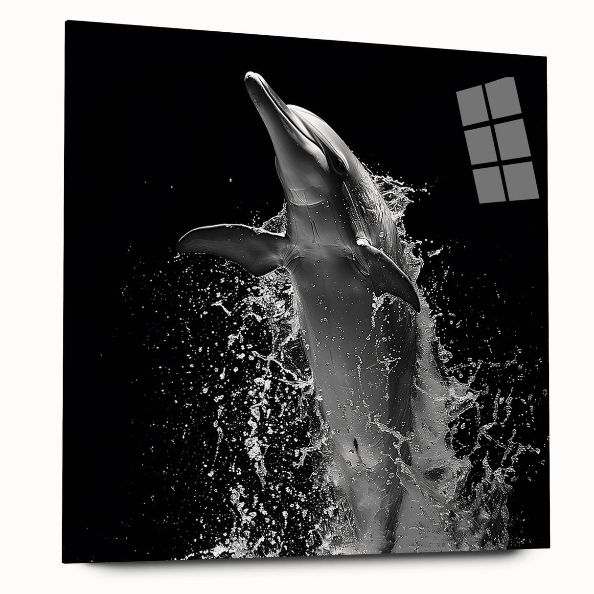 Acrylic wall art collection featuring a vibrant dolphin design, showcasing a side view of marine life with intricate details and bright colors, perfect for ocean-themed decor.