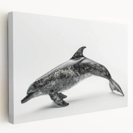 Stretched canvas wall art depicting a vibrant dolphin design in an ocean setting, featuring rich blue hues and intricate details, perfect for marine life enthusiasts.
