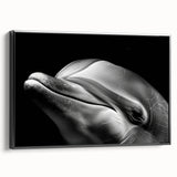 Framed wall art featuring a vibrant dolphin design in a marine life theme, showcasing rich blue tones and intricate details, perfect for ocean lovers' decor.