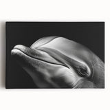 Stretched canvas wall art depicting a vibrant dolphin design, showcasing detailed marine life in bright blue and green hues, perfect for ocean-themed decor.