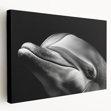 Stretched canvas wall art featuring a vibrant dolphin design, showcasing marine life in vivid colors. Ideal for ocean-themed decor, this piece adds a playful touch to any space.