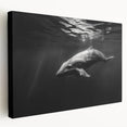 Stretched canvas wall art featuring a vibrant dolphin design in marine life theme, showcasing rich blues and greens, perfect for coastal decor enthusiasts.