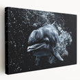 Stretched canvas wall art showcasing a vibrant marine life dolphin design, featuring rich colors and intricate details, perfect for ocean-themed decor.