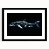 Framed wall art collection showcasing a vibrant dolphin design, set against a black mat, perfect for marine life enthusiasts and nautical-themed decor.