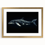 Framed wall art collection showcasing a dolphin design in vibrant colors, with a gold mat and frame, ideal for marine life enthusiasts and coastal decor.