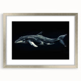Framed wall art collection featuring a striking dolphin design in a silver frame with a mat, perfect for marine life enthusiasts and home decor.
