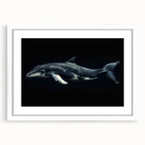 Framed wall art collection showcasing a vibrant dolphin design, featuring a white mat and sleek frame, perfect for marine-themed decor in living spaces.