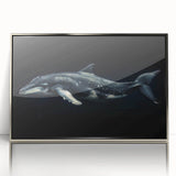 Framed acrylic wall art depicting a vibrant dolphin design, showcasing intricate marine life details with a sleek silver frame, perfect for ocean-themed decor.