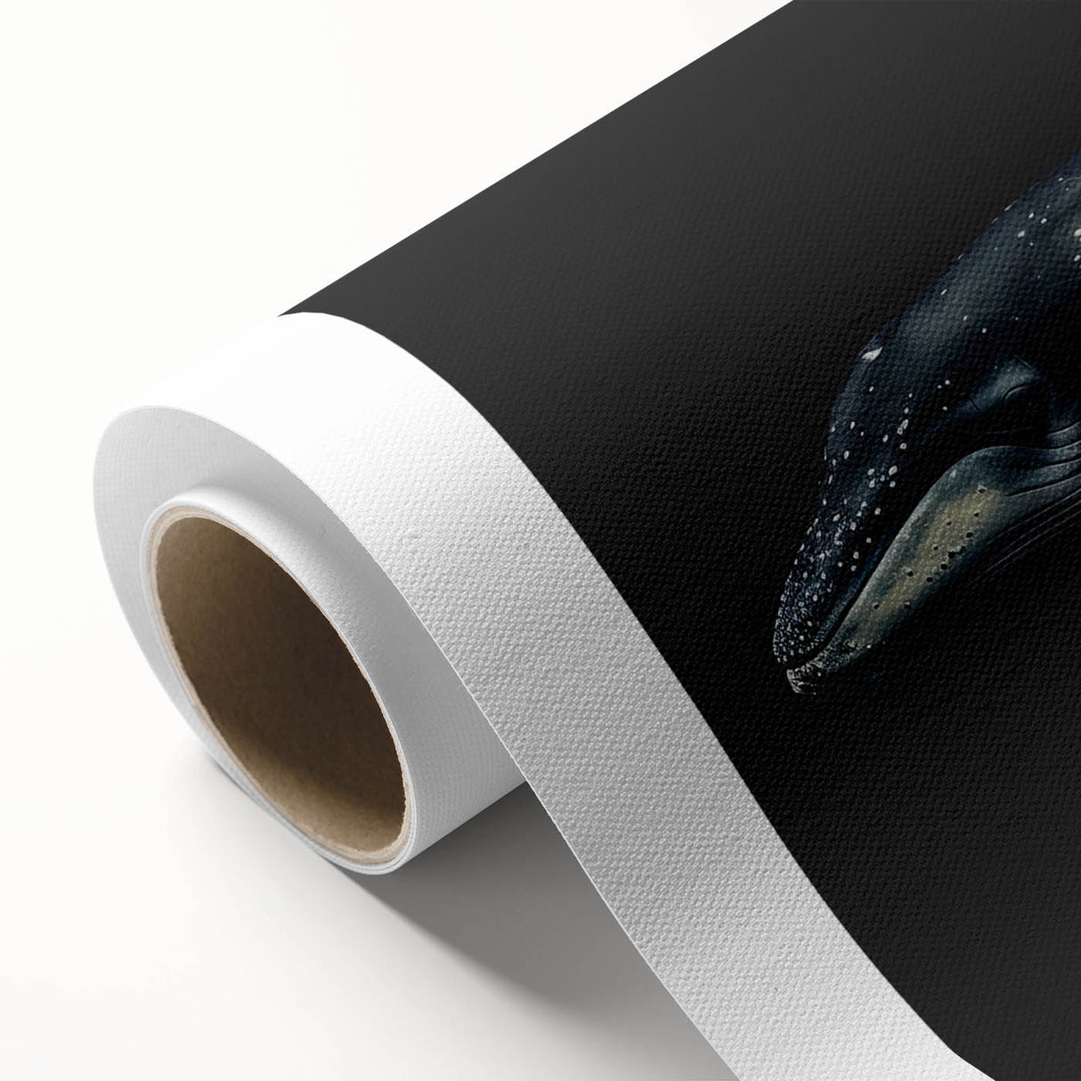 Vibrant rolled canvas wall art design showcasing a playful dolphin swimming amidst colorful marine life, perfect for ocean-themed decor.