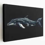 Vibrant stretched canvas wall art showcasing a playful dolphin design against a serene ocean backdrop, perfect for marine-themed decor to enhance any space.