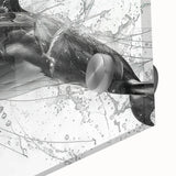 Close-up of a vibrant acrylic glass wall art collection featuring a detailed dolphin design, showcasing marine life in vivid colors against a sleek background. Ideal for ocean-themed decor.