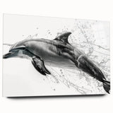 Acrylic glass wall art collection showcasing a dolphin design in vibrant colors, side view without pins, perfect for marine life enthusiasts and home decor.