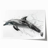 Vibrant dolphin-themed wall art print showcasing marine life in a colorful, dynamic design, perfect for ocean enthusiasts and home decor.