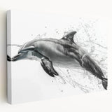 Stretched canvas wall art showcasing a vibrant dolphin design, featuring rich blue and turquoise hues, perfect for marine life enthusiasts and coastal decor.