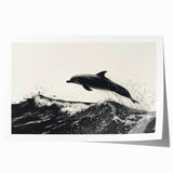 Dolphin-themed wall art print showcasing vibrant marine life colors, perfect for ocean lovers, rolled for easy display and shipping in a protective tube.