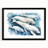 Framed wall art collection showcasing a vibrant dolphin design against a black mat, perfect for marine-themed decor. Ideal for ocean lovers and home styling.