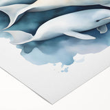 Vibrant rolled canvas wall art depicting a playful dolphin design, showcasing intricate marine life details and rich colors, perfect for ocean-themed decor.