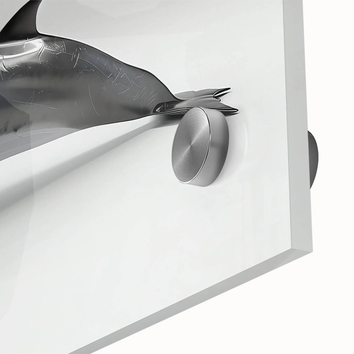 Close-up of a vibrant acrylic glass wall art piece showcasing a dolphin design, highlighting intricate marine life details and vivid colors, perfect for ocean-themed decor.
