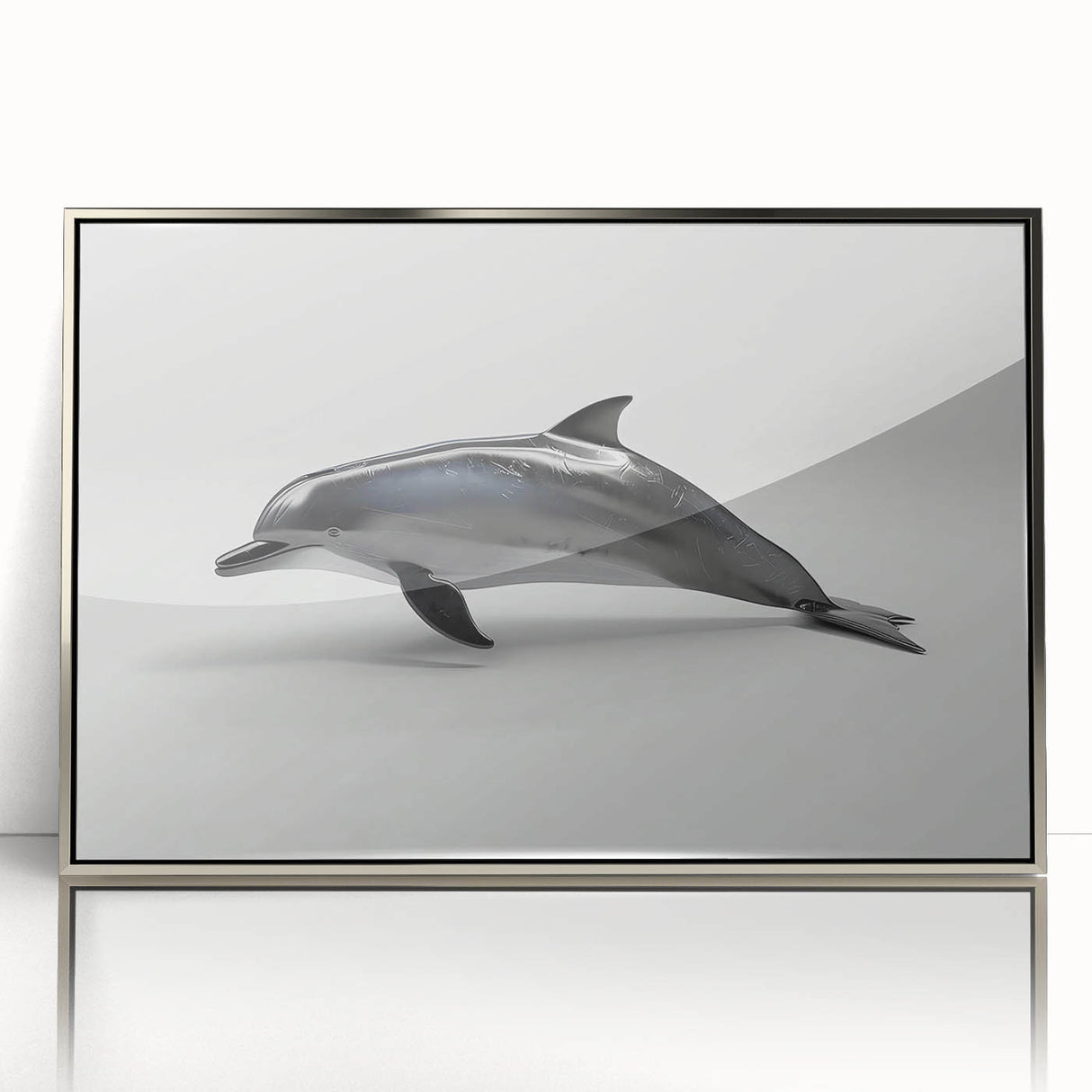 Framed wall art collection showcasing a vibrant marine life dolphin design with a sleek silver frame, perfect for ocean-themed decor and enhancing living spaces.