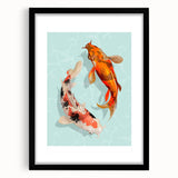 Framed wall art featuring a vibrant marine life fish design, with a sleek black frame and mat, perfect for ocean-themed home décor or marine enthusiasts.