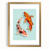 Gold-framed wall art showcasing an intricate marine life fish design with vibrant colors and detailed patterns, perfect for ocean-themed decor.