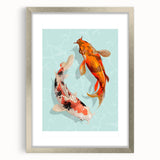 Framed wall art collection showcasing vibrant marine life fish design with a silver mat, perfect for ocean-themed decor in homes or offices.