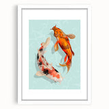 Framed wall art showcasing a vibrant marine life fish design in a white mat, perfect for ocean-themed decor. Ideal for enhancing living spaces with aquatic aesthetics.