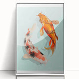 Framed wall art showcasing a vibrant marine life fish design with intricate details, set in a sleek white frame, perfect for ocean-themed decor.