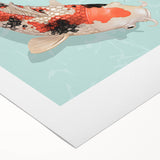 Colorful marine life wall art design on rolled canvas, showcasing vibrant fish and ocean elements, perfect for coastal-themed decor, presented in a protective tube.