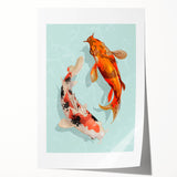 Colorful marine life wall art print showcasing various fish species in vibrant hues, rolled up for easy storage and framing, perfect for ocean-themed decor.