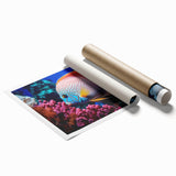 Vibrant marine life wall art print showcasing a colorful fish design, featuring intricate details and textures, perfect for ocean-themed decor.