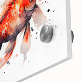 Close-up of vibrant marine life wall art featuring colorful fish designs printed on acrylic glass, showcasing intricate details and textures for a stunning decor piece.