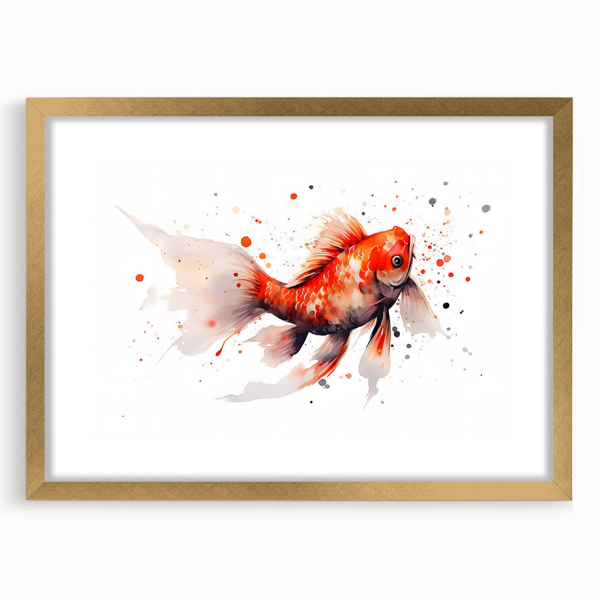 Framed wall art collection featuring a vibrant marine life fish design with a gold mat, showcasing colorful aquatic imagery ideal for ocean-themed decor.