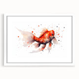 Framed wall art featuring a vibrant marine life fish design in a white mat, showcasing colorful aquatic species, perfect for enhancing ocean-themed decor.