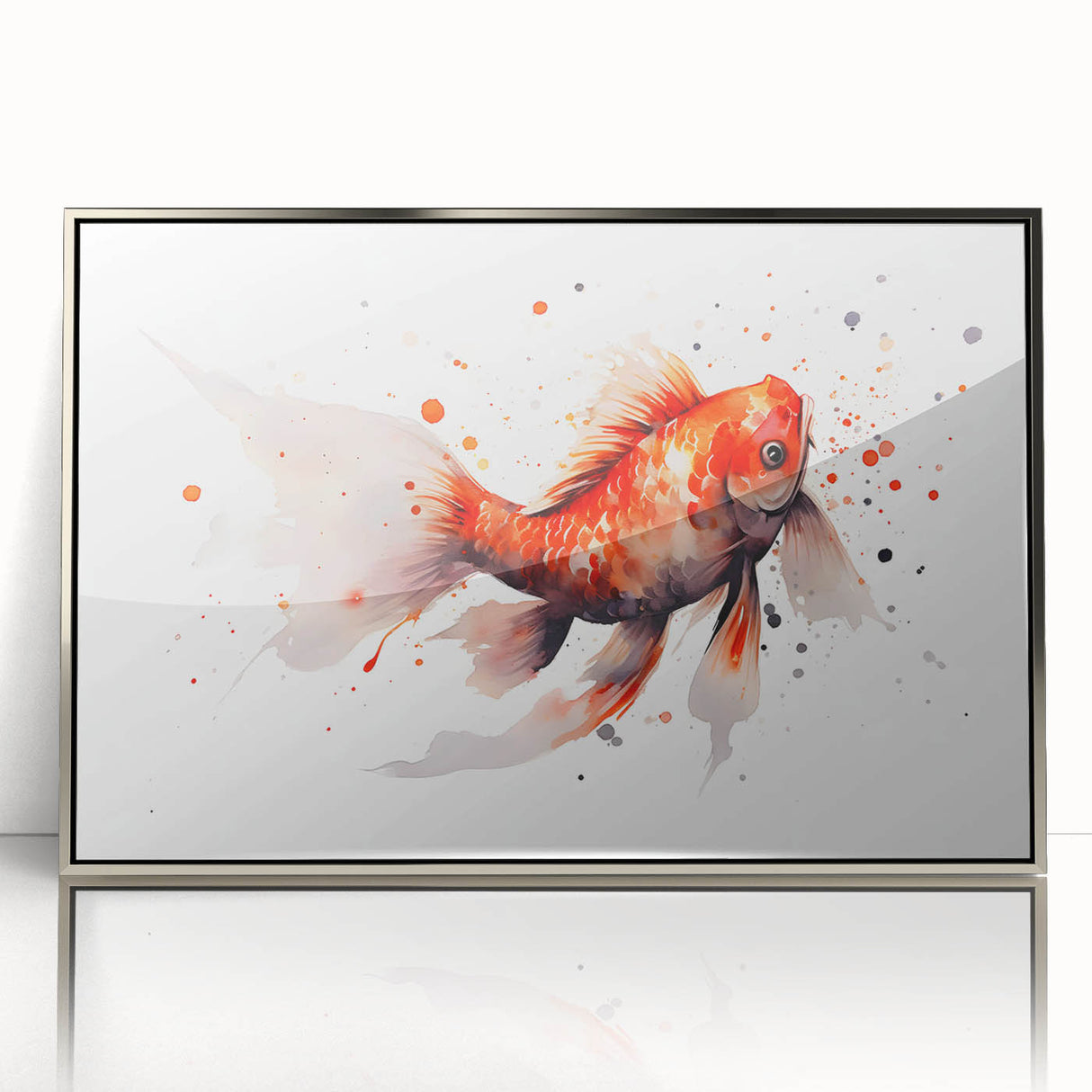 Framed acrylic wall art showcasing a vibrant marine life fish design in silver, perfect for ocean-themed decor. Ideal for enhancing living spaces with aquatic inspiration.