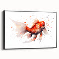 Framed wall art featuring a vibrant marine life fish design on a textured canvas, showcasing colorful aquatic creatures against a sleek black frame, ideal for ocean-themed decor.