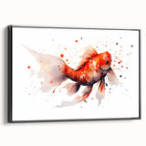 Framed wall art featuring a vibrant marine life fish design on a textured canvas, showcasing colorful aquatic creatures against a sleek black frame, ideal for ocean-themed decor.
