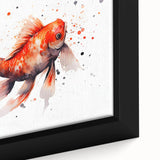 Close-up of a framed canvas wall art featuring vibrant marine life fish design, showcasing intricate details and colors, perfect for ocean-themed decor.