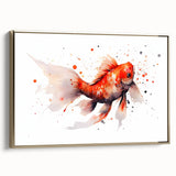 Framed canvas wall art featuring a vibrant marine life fish design in gold tones, showcasing intricate details and textures, perfect for ocean-themed decor.