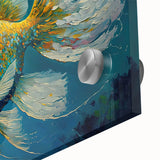 Vibrant close-up of marine life fish design on acrylic glass wall art collection, showcasing intricate colors and details, perfect for ocean-themed decor.