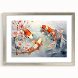 Framed wall art featuring a vibrant marine life fish design with a silver mat, perfect for ocean-themed decor. Ideal for enhancing home or office spaces.