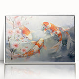 Framed acrylic wall art showcasing a vibrant marine life fish design with blue and green hues, perfect for ocean-themed home decor, displayed against a white background.