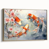 Framed wall art featuring a vibrant marine life fish design on a textured canvas, accented with a gold frame, perfect for ocean-themed decor in living spaces.