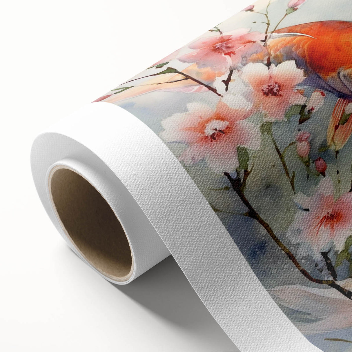 Vibrant rolled canvas showcasing a marine life fish design, featuring colorful illustrations of tropical fish on a textured surface, perfect for ocean-themed decor.