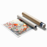 Colorful marine life wall art print featuring various fish species in vibrant hues, ideal for ocean-themed decor. Perfectly rolled for easy display or gifting.