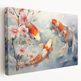 Vibrant marine life wall art design featuring colorful fish and underwater elements printed on stretched canvas, side view showcasing the texture and depth.