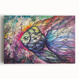 Vibrant stretched canvas wall art showcasing a colorful marine life fish design, perfect for ocean-themed decor, enhancing living spaces with aquatic charm.