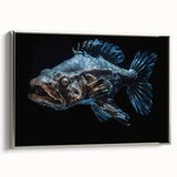 Framed wall art showcasing a vibrant marine life fish design on a silver background, perfect for ocean-themed decor. Ideal for enhancing living spaces.