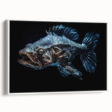 Framed canvas wall art showcasing colorful marine life fish design, set against a white background, perfect for ocean-themed decor and home interiors.