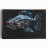 Vibrant marine life wall art design featuring colorful fish and aquatic elements, printed on stretched canvas for an eye-catching home decor piece. Perfect for ocean lovers.
